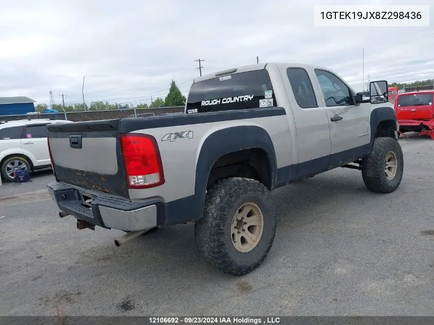 2008 GMC Sierra K1500 VIN: 1GTEK19JX8Z298436 Lot: 12106692