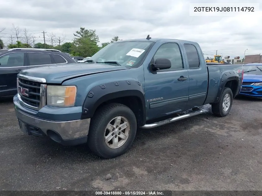 2008 GMC Sierra 1500 Sle1 VIN: 2GTEK19J081114792 Lot: 39418880