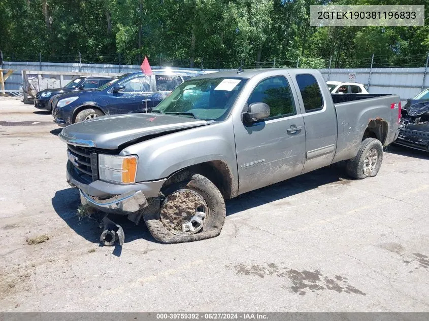 2008 GMC Sierra 1500 Sle1 VIN: 2GTEK190381196833 Lot: 39759392