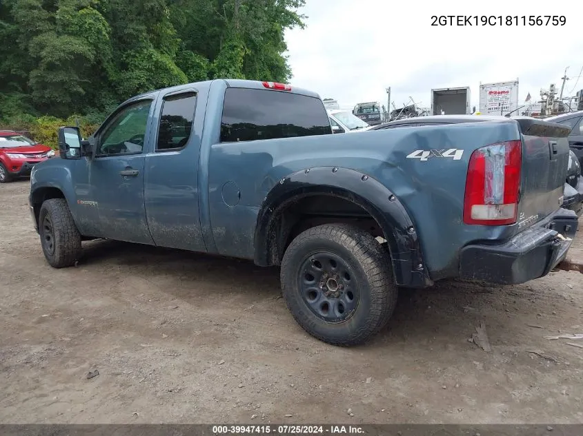 2008 GMC Sierra 1500 Sle1 VIN: 2GTEK19C181156759 Lot: 39947415