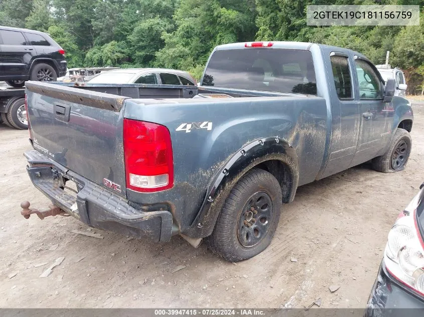 2008 GMC Sierra 1500 Sle1 VIN: 2GTEK19C181156759 Lot: 39947415