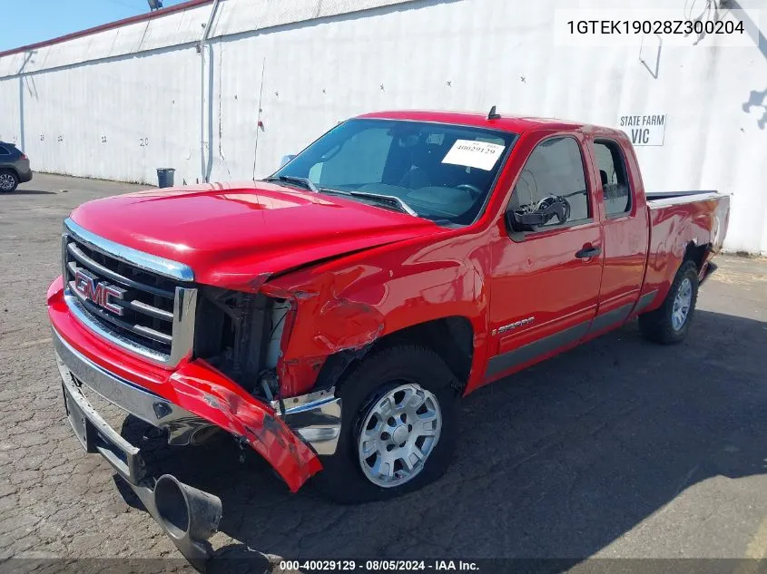 2008 GMC Sierra 1500 Sl/Sle1/Sle2/Slt/Work Truck VIN: 1GTEK19028Z300204 Lot: 40029129