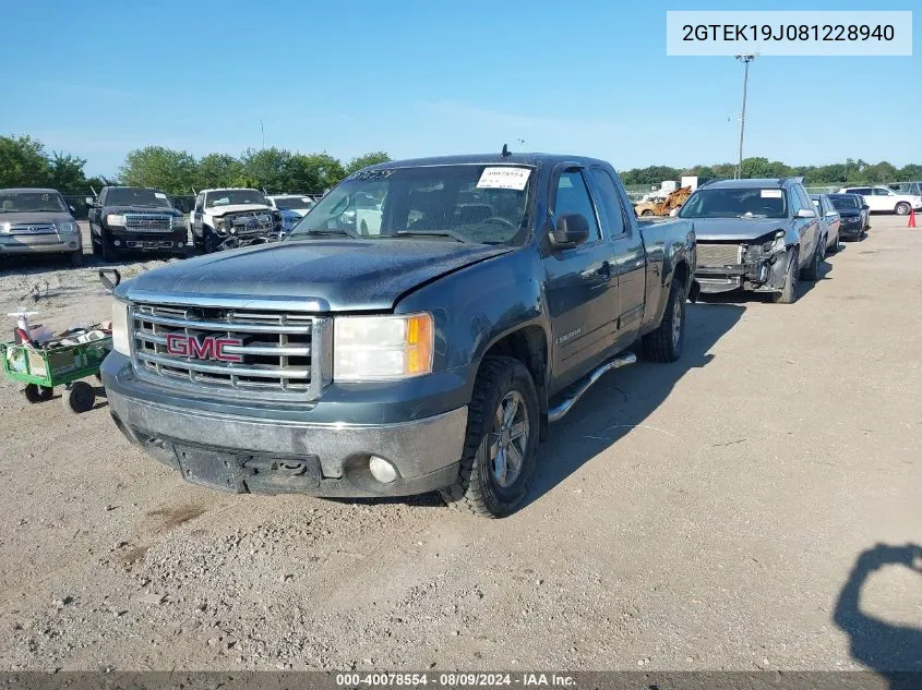 2008 GMC Sierra 1500 Sle1 VIN: 2GTEK19J081228940 Lot: 40078554