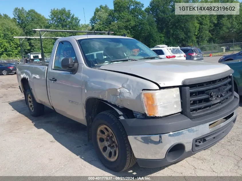 2008 GMC Sierra 1500 Work Truck VIN: 1GTEK14X48Z319602 Lot: 40177837