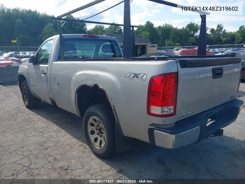 2008 GMC Sierra 1500 Work Truck VIN: 1GTEK14X48Z319602 Lot: 40177837