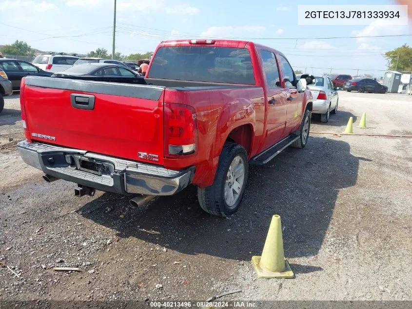 2008 GMC Sierra 1500 Sle1 VIN: 2GTEC13J781333934 Lot: 40213496