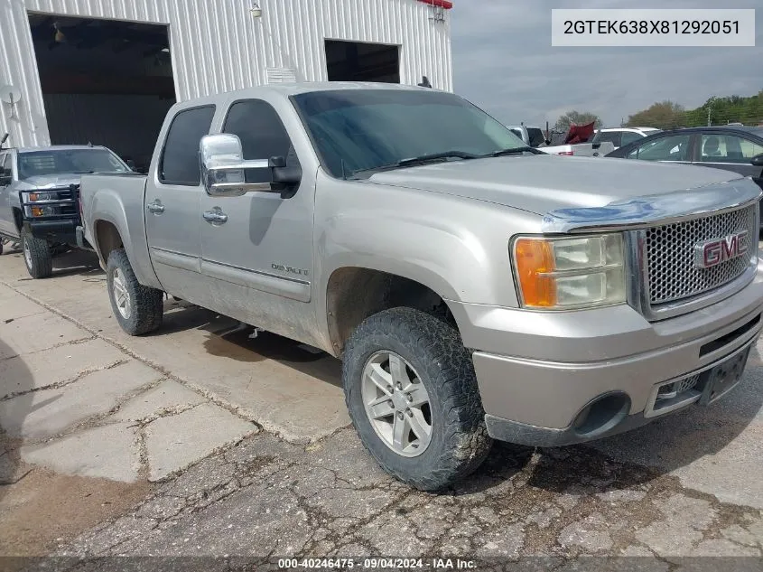 2008 GMC Sierra 1500 Denali VIN: 2GTEK638X81292051 Lot: 40246475