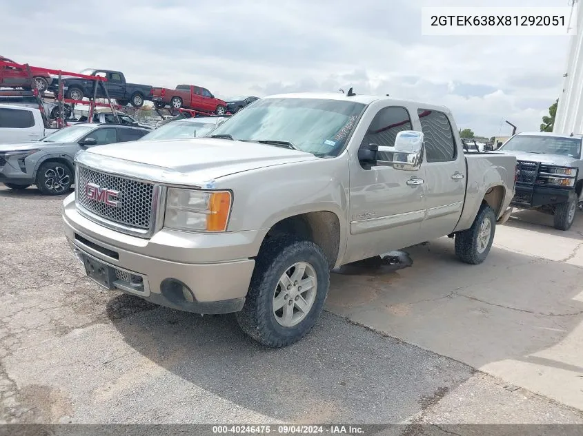 2008 GMC Sierra 1500 Denali VIN: 2GTEK638X81292051 Lot: 40246475