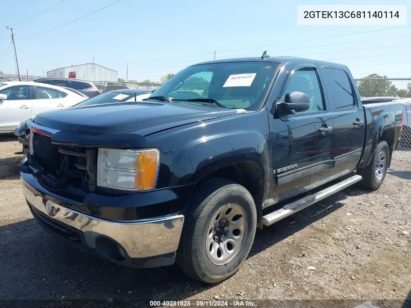 2008 GMC Sierra 1500 Sle1 VIN: 2GTEK13C681140114 Lot: 40281825