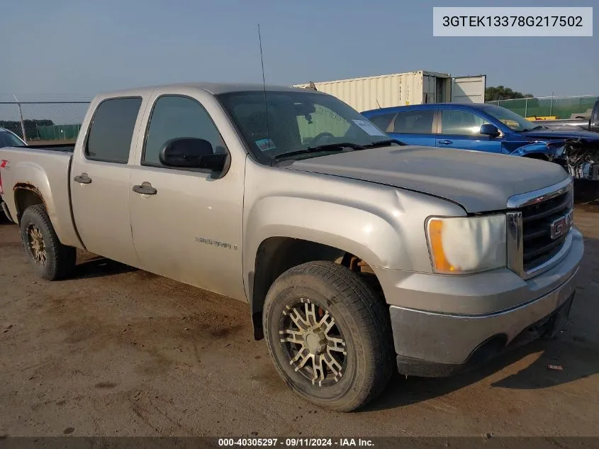 2008 GMC Sierra 1500 Sle1 VIN: 3GTEK13378G217502 Lot: 40305297