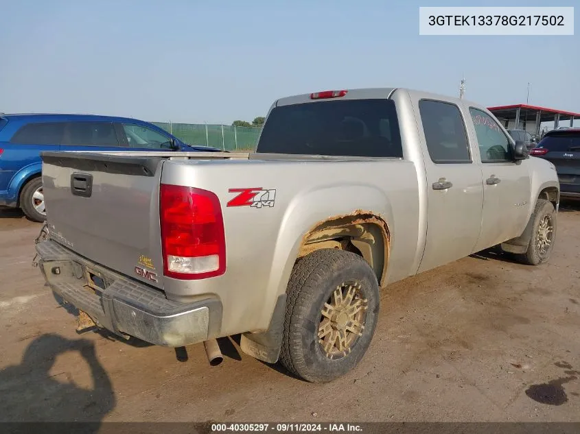 2008 GMC Sierra 1500 Sle1 VIN: 3GTEK13378G217502 Lot: 40305297