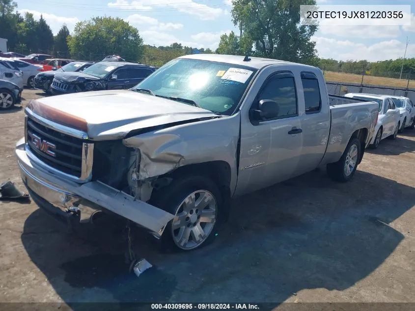 2008 GMC Sierra 1500 Sle1 VIN: 2GTEC19JX81220356 Lot: 40309695