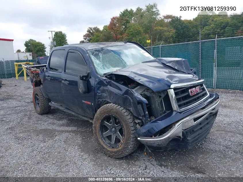 2008 GMC Sierra K1500 VIN: 2GTFK13Y081259390 Lot: 40339696