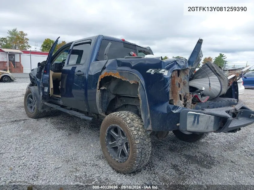 2008 GMC Sierra K1500 VIN: 2GTFK13Y081259390 Lot: 40339696