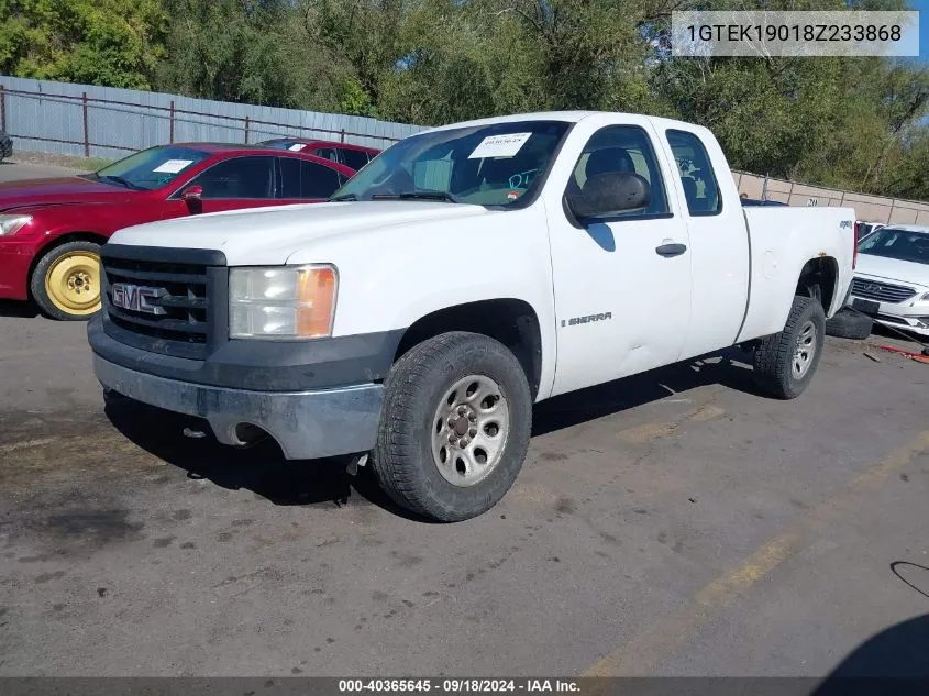 2008 GMC Sierra 1500 Work Truck VIN: 1GTEK19018Z233868 Lot: 40365645