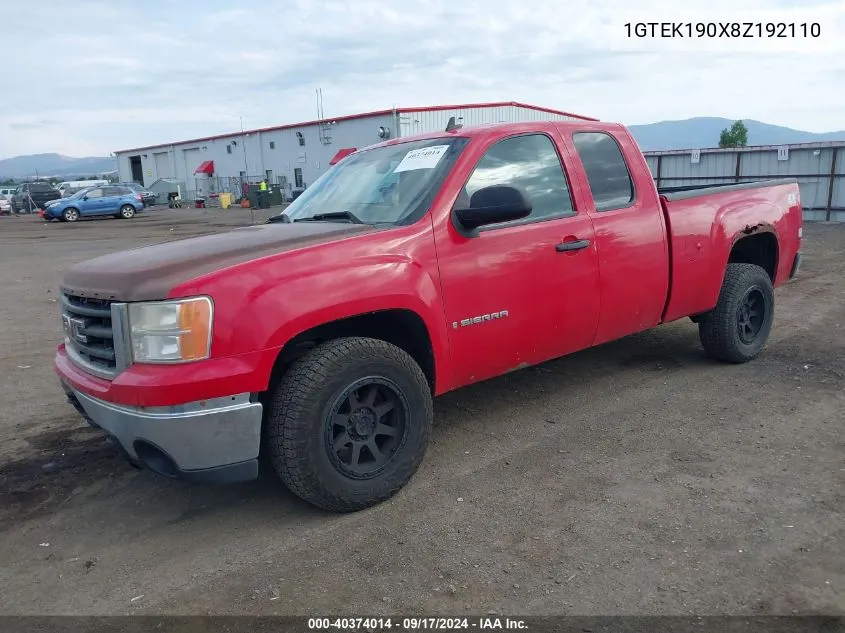 1GTEK190X8Z192110 2008 GMC Sierra 1500 Sl/Sle1/Sle2/Slt/Work Truck