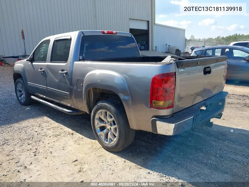 2008 GMC Sierra 1500 Sle1 VIN: 2GTEC13C181139918 Lot: 40388061