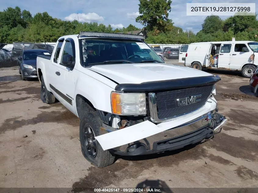 2008 GMC Sierra 1500 Sle1 VIN: 2GTEK19J281275998 Lot: 40425147