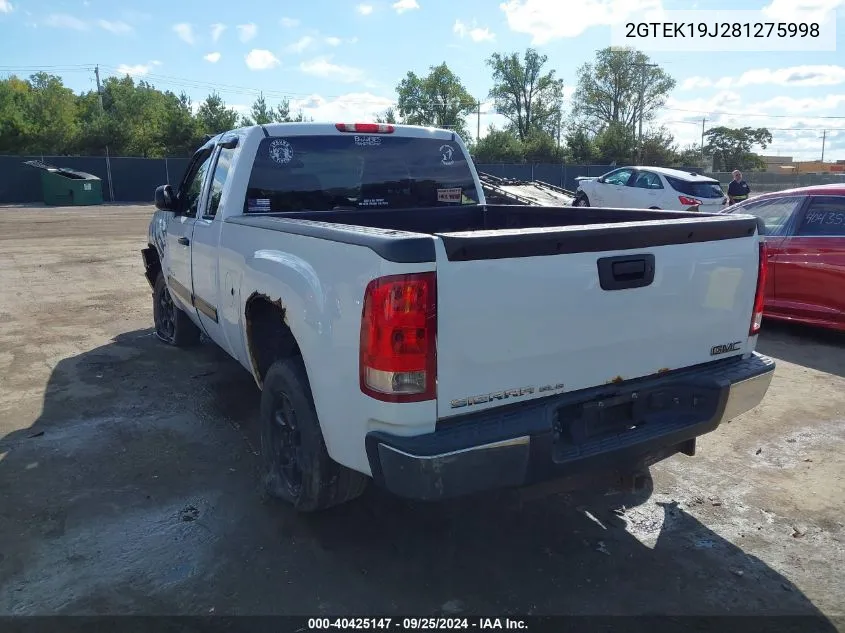 2008 GMC Sierra 1500 Sle1 VIN: 2GTEK19J281275998 Lot: 40425147