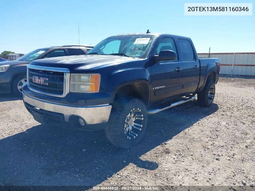 2008 GMC Sierra 1500 Slt VIN: 2GTEK13M581160346 Lot: 40446618