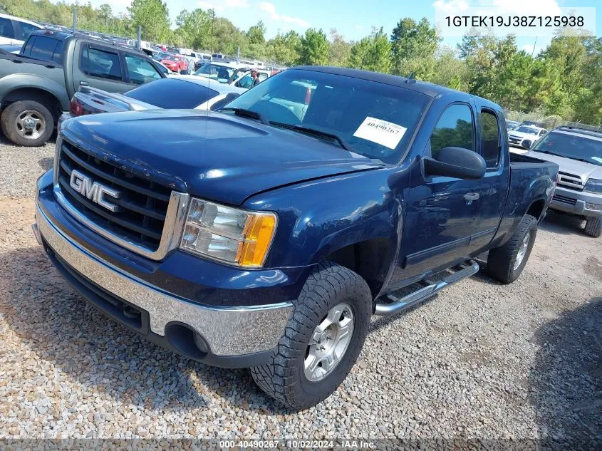 2008 GMC Sierra 1500 Sle1 VIN: 1GTEK19J38Z125938 Lot: 40490267