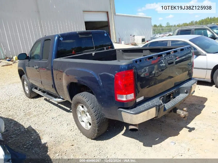 2008 GMC Sierra 1500 Sle1 VIN: 1GTEK19J38Z125938 Lot: 40490267