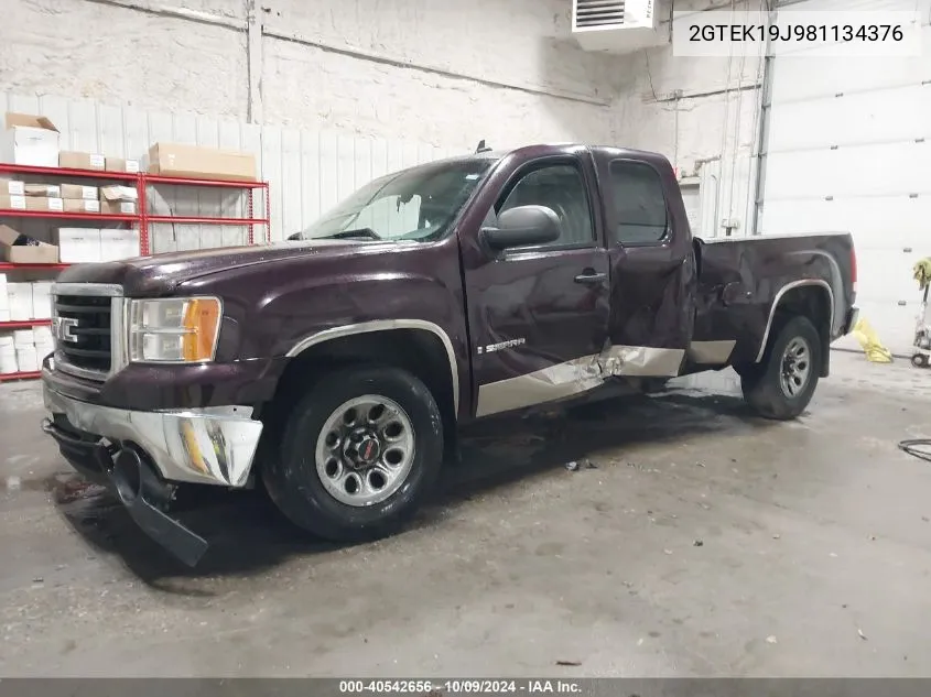 2008 GMC Sierra K1500 VIN: 2GTEK19J981134376 Lot: 40542656