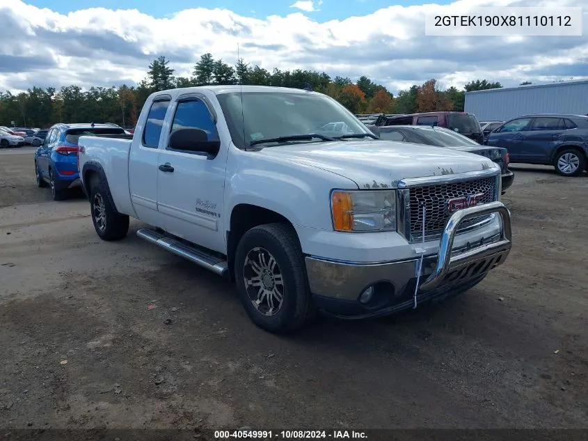 2008 GMC Sierra 1500 Sle1 VIN: 2GTEK190X81110112 Lot: 40549991