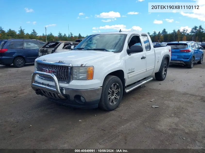 2008 GMC Sierra 1500 Sle1 VIN: 2GTEK190X81110112 Lot: 40549991