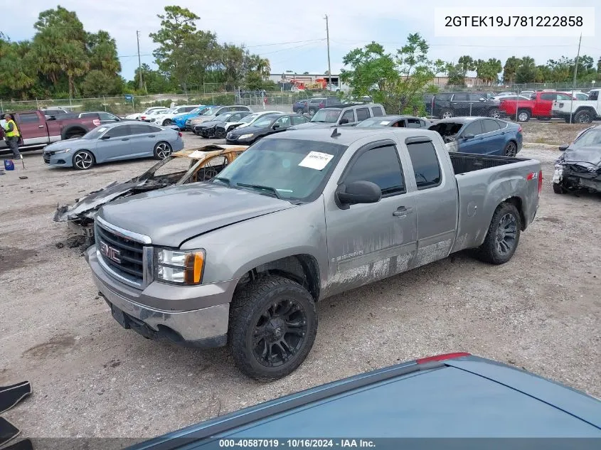 2008 GMC Sierra 1500 Sle1 VIN: 2GTEK19J781222858 Lot: 40587019