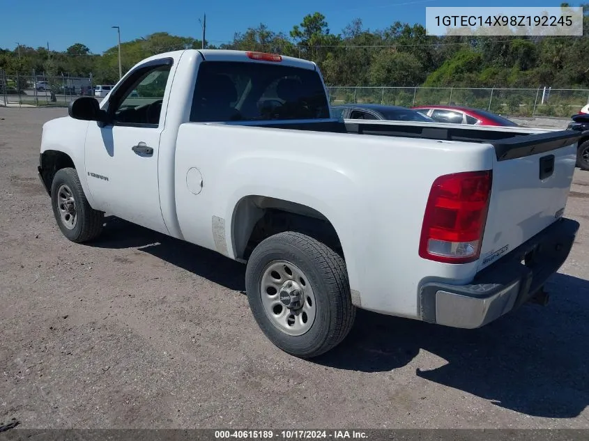 2008 GMC Sierra C1500 VIN: 1GTEC14X98Z192245 Lot: 40615189