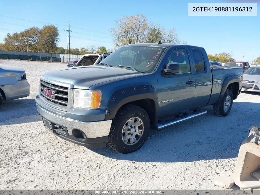 2008 GMC Sierra 1500 Sle1 VIN: 2GTEK190881196312 Lot: 40680473