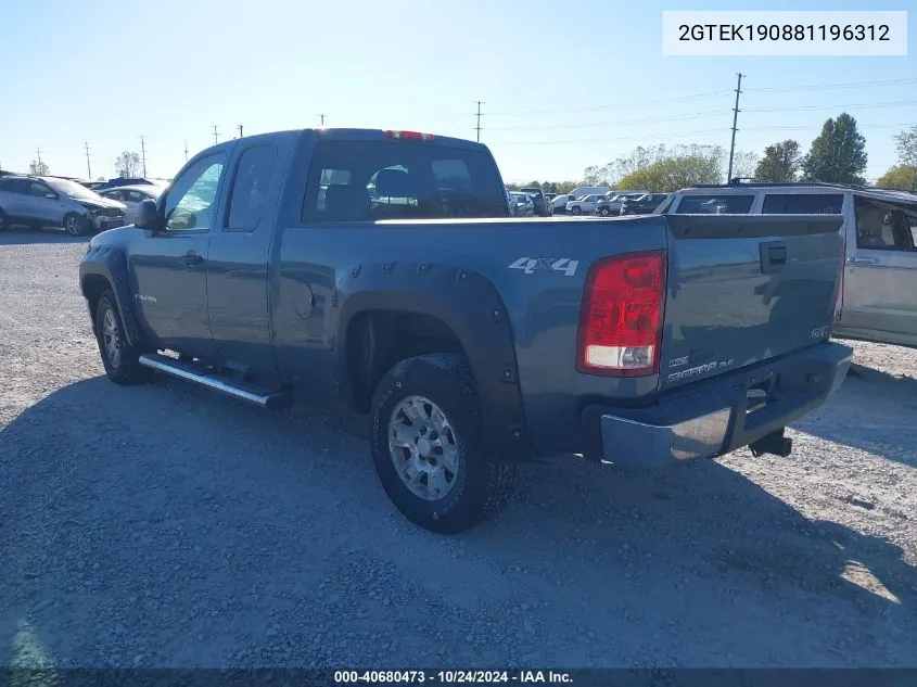 2008 GMC Sierra 1500 Sle1 VIN: 2GTEK190881196312 Lot: 40680473