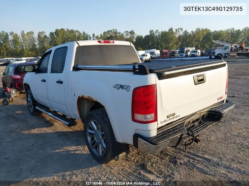 2009 GMC Sierra K1500/K1500 Sl VIN: 3GTEK13C49G129735 Lot: 12116046