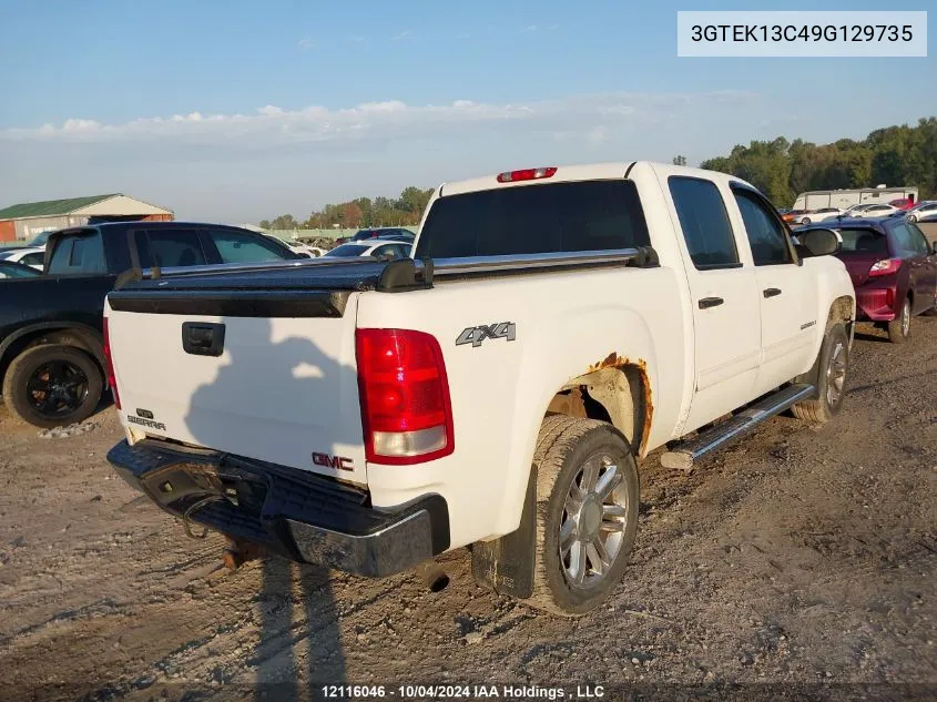 2009 GMC Sierra K1500/K1500 Sl VIN: 3GTEK13C49G129735 Lot: 12116046