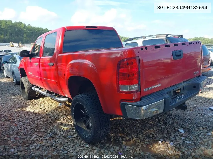 2009 GMC Sierra 1500 Sle VIN: 3GTEC23J49G182694 Lot: 40174492