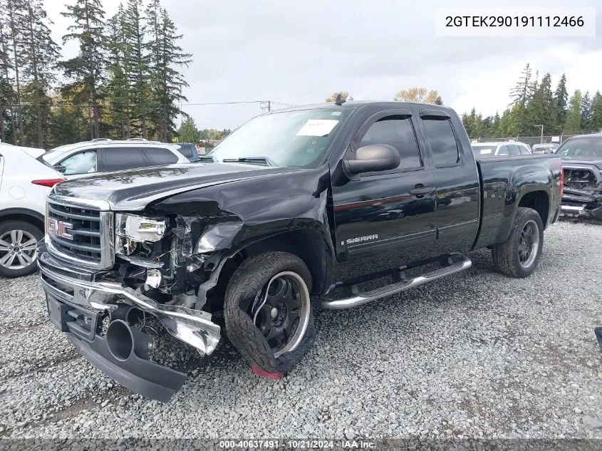 2009 GMC Sierra 1500 Sle VIN: 2GTEK290191112466 Lot: 40637491