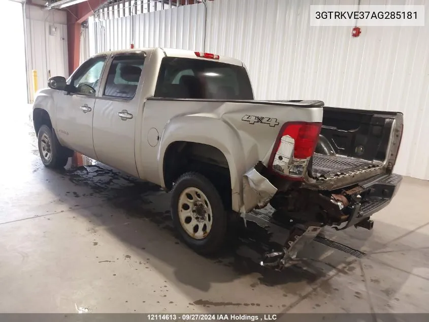 2010 GMC Sierra K1500 Sle VIN: 3GTRKVE37AG285181 Lot: 12114613