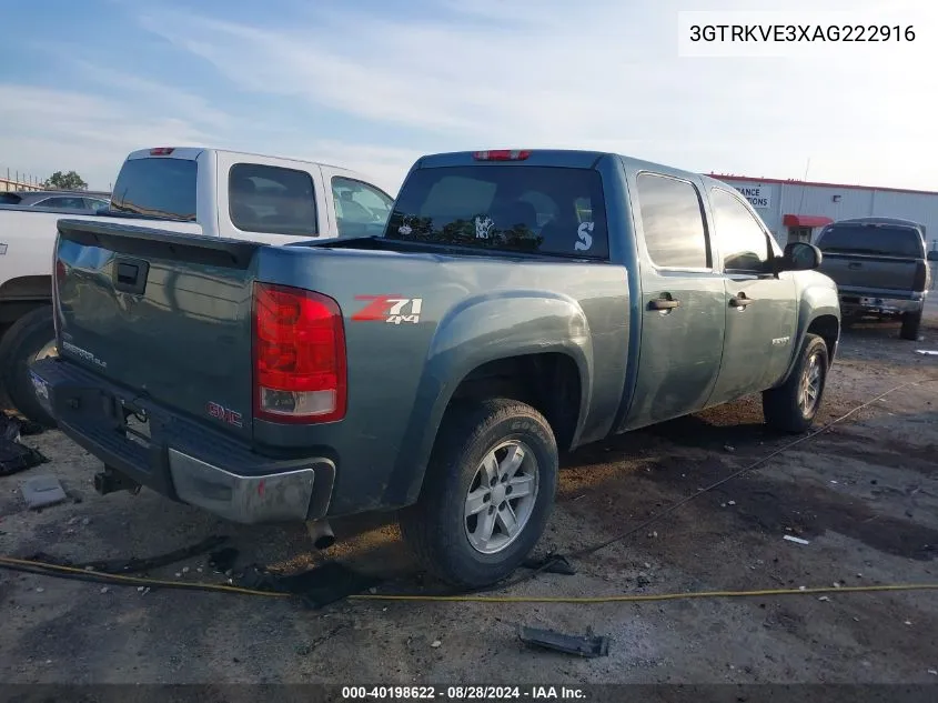 2010 GMC Sierra 1500 Sle VIN: 3GTRKVE3XAG222916 Lot: 40198622