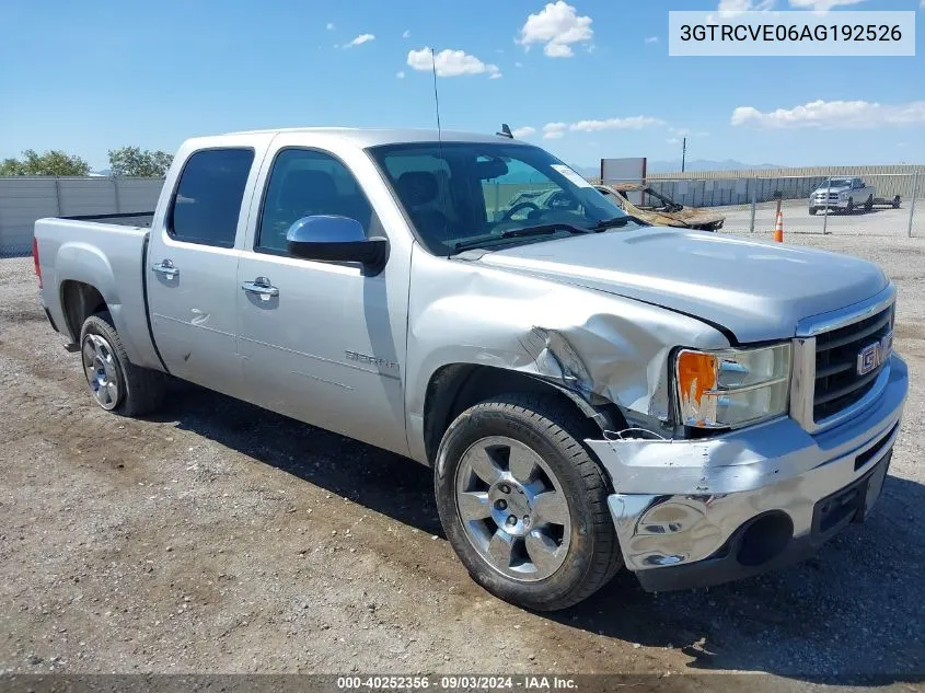 2010 GMC Sierra 1500 Sle VIN: 3GTRCVE06AG192526 Lot: 40252356