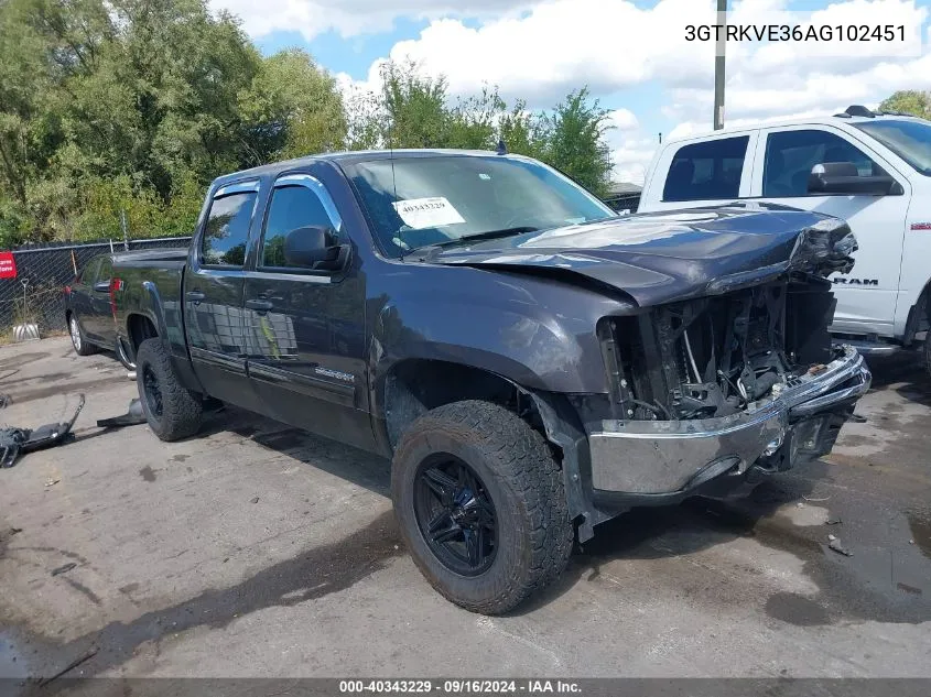 2010 GMC Sierra 1500 Sle VIN: 3GTRKVE36AG102451 Lot: 40343229