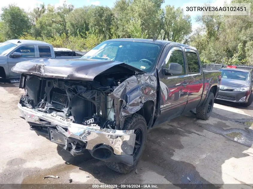 2010 GMC Sierra 1500 Sle VIN: 3GTRKVE36AG102451 Lot: 40343229