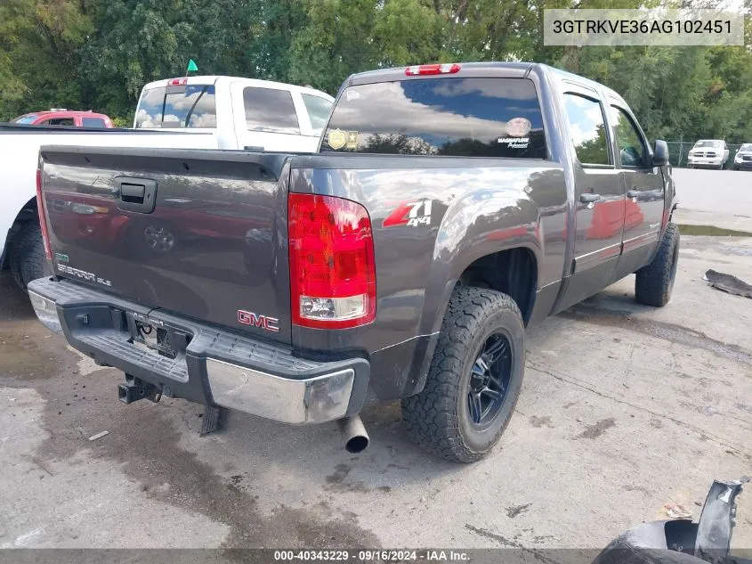 2010 GMC Sierra 1500 Sle VIN: 3GTRKVE36AG102451 Lot: 40343229