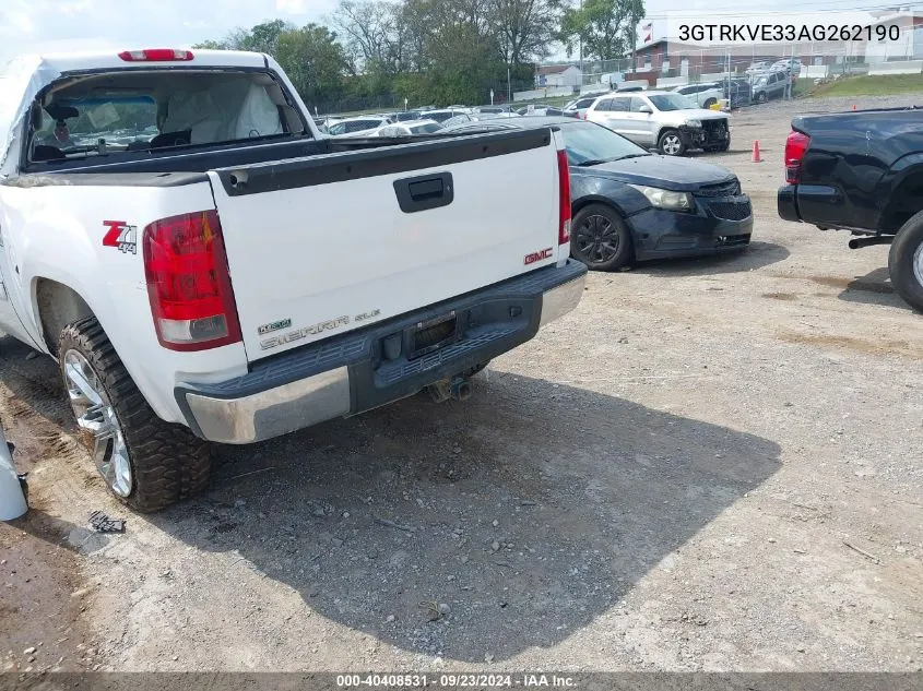 2010 GMC Sierra 1500 Sle VIN: 3GTRKVE33AG262190 Lot: 40408531