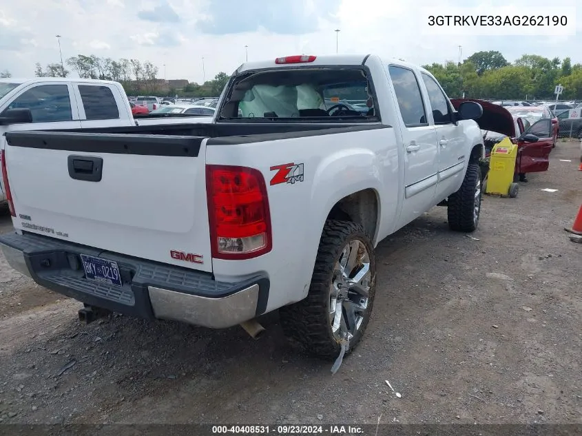 2010 GMC Sierra 1500 Sle VIN: 3GTRKVE33AG262190 Lot: 40408531