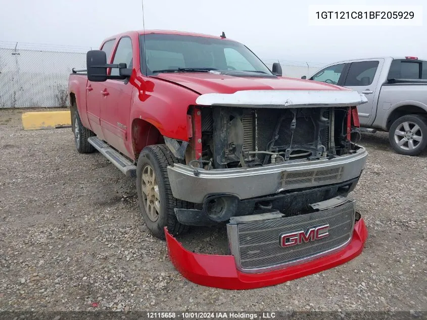 2011 GMC Sierra 2500Hd VIN: 1GT121C81BF205929 Lot: 12115658