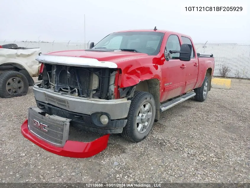 2011 GMC Sierra 2500Hd VIN: 1GT121C81BF205929 Lot: 12115658