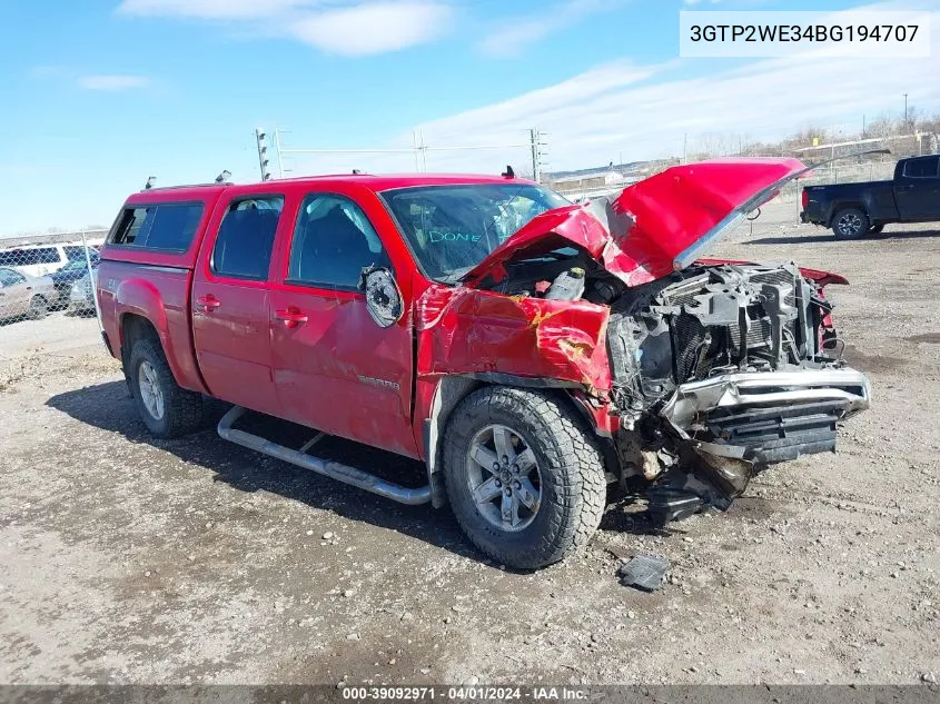 3GTP2WE34BG194707 2011 GMC Sierra 1500 Slt