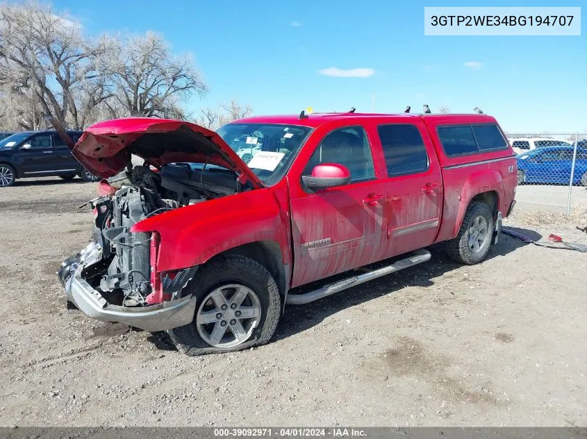 2011 GMC Sierra 1500 Slt VIN: 3GTP2WE34BG194707 Lot: 39092971