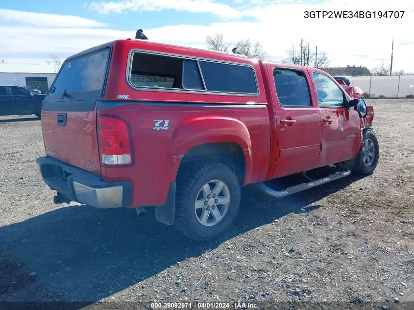 2011 GMC Sierra 1500 Slt VIN: 3GTP2WE34BG194707 Lot: 39092971